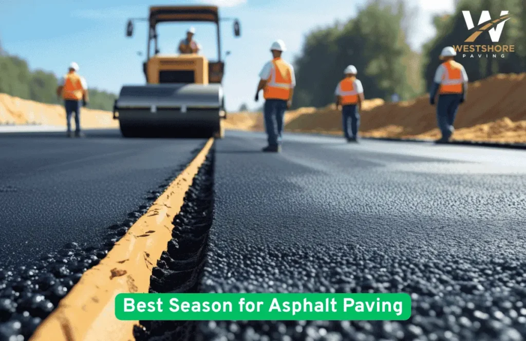 WestShore Paving crew laying asphalt during the best season for paving in Florida