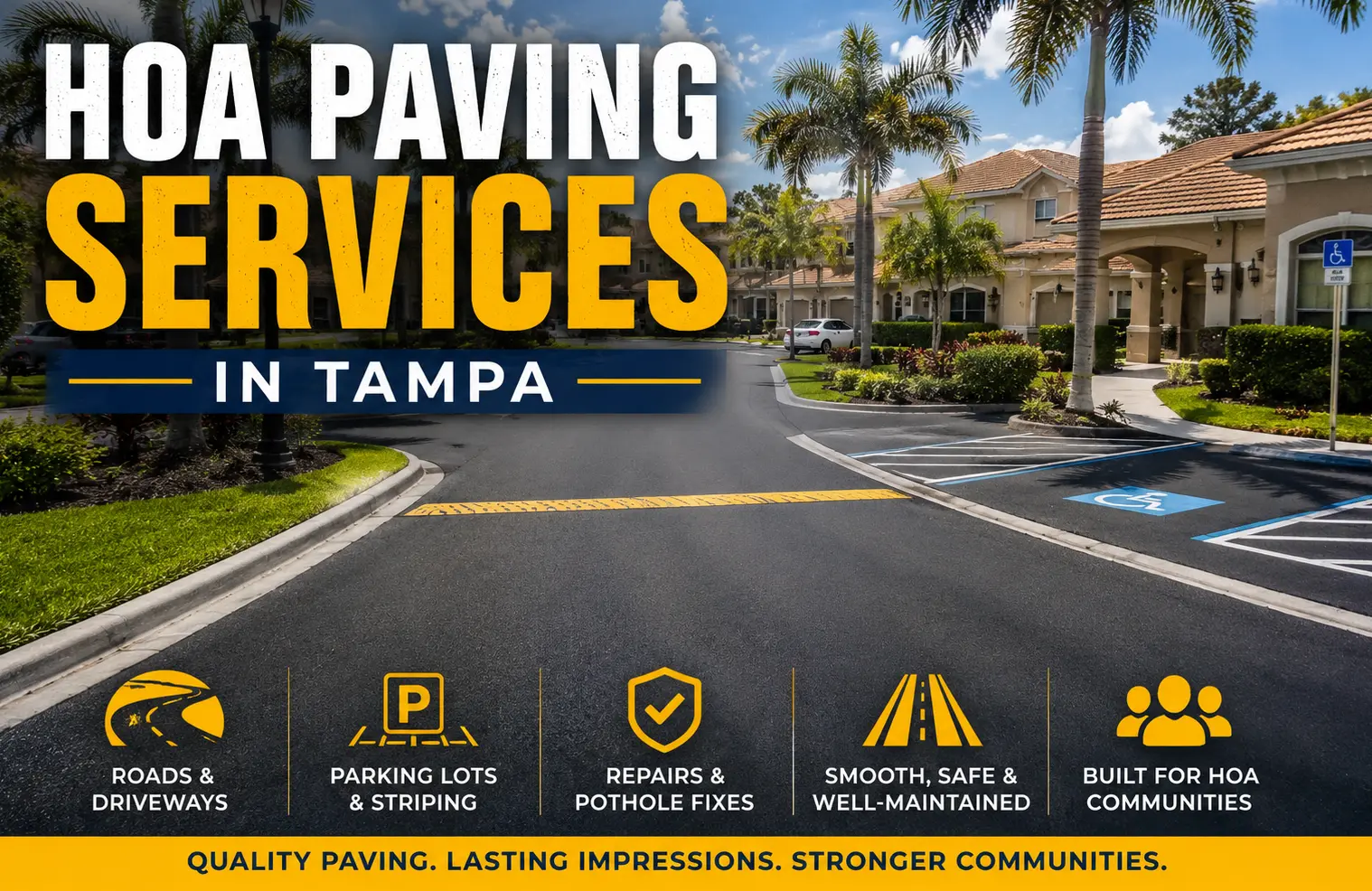 WestShore Paving providing HOA paving services for a community road in Tampa