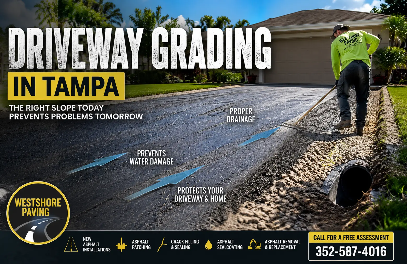 Driveway Grading in Tampa Why Proper Slope & Drainage Matter